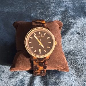 Michael Kors Tortoise and Gold Watch
